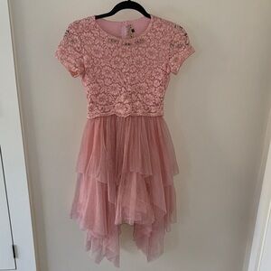 Elegant Pink Lace Girls Dress